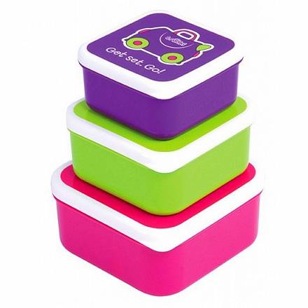 Trunki Набор из 3 контейнеров для еды: розовый, фиолетовый и зеленый 